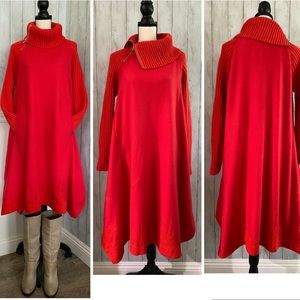 Red Wool Turtleneck Dress